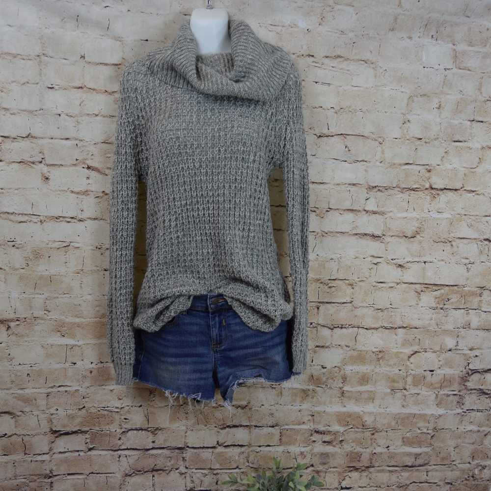 tunic cowl neck knit sweater